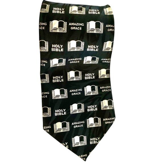 Holy Bible Amazing Grace Tie Pocket Square Set Southern Preacher Novelty - Picture 2 of 8